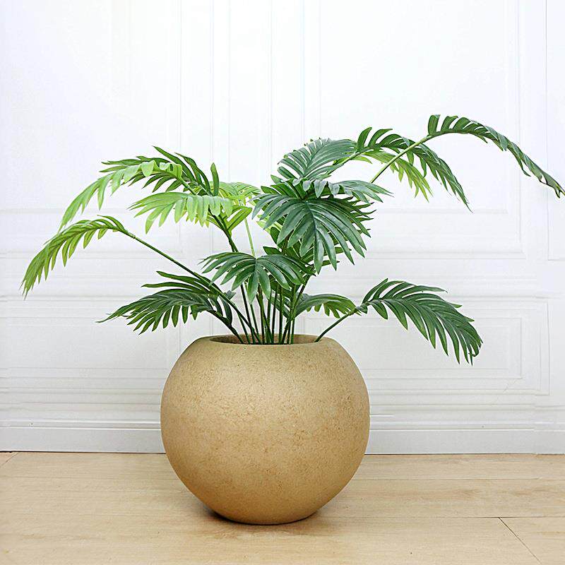落地大花盆镁泥极简圆球形绿植盆栽小号花器客厅民宿别墅摆件
