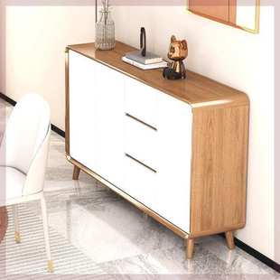 新中式超薄餐边柜实木家用厨房橱柜客厅靠墙酒柜大容量收纳储物柜