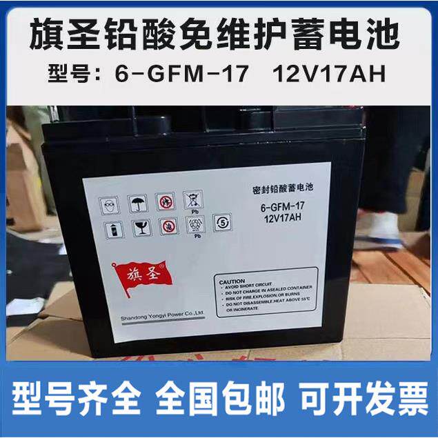 旗圣蓄电池6-GFM-17 12V17AH铅酸免维护UPS机房/应急太阳能光伏