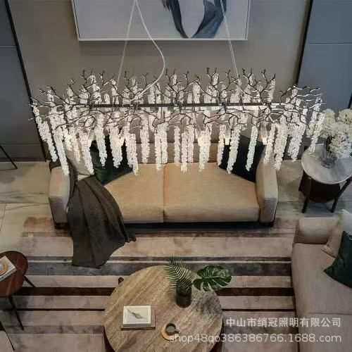 轻奢法式餐厅水滴吊灯别墅水晶简约卧室艺术创意枝形客厅灯具墙上