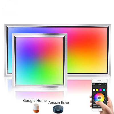 AlexaGooglehome智能语音2.4g遥控五色RGBCW七彩LED36w平板面板灯