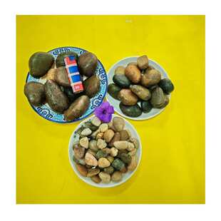 落地红色黑色石子石头鹅卵石园艺盆栽造景庭院铺路雨花石圆润光滑