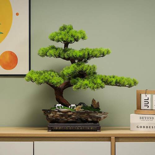 仿真假绿植迎客松盆景植物家居客厅玄关办公室桌面装饰摆件造景
