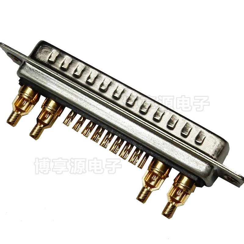 射频同轴21W4焊线式公头连接器 射频公座17+4焊接式插头