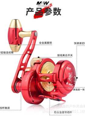 M&W新款船用铁板轮G-MAX 慢摇轮鼓轮CX1 CX2海钓深海鼓轮左右手