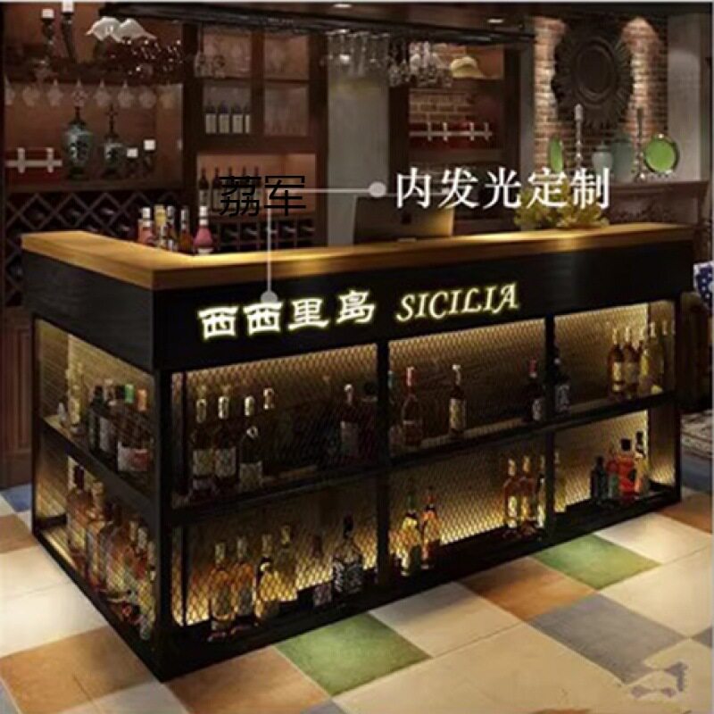LJ复古工业风收银台酒吧清吧吧台烧烤火锅店餐厅奶茶前台接待台带