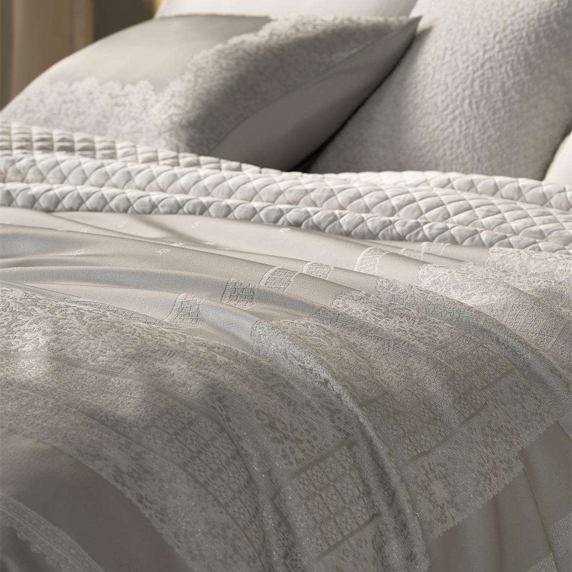 MM意大利真丝色织提花床上四件套 高级质感丝滑柔软床盖丝棉床品