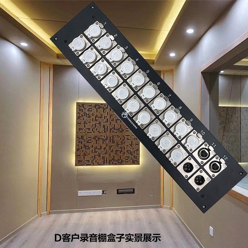 录音棚穿墙卡侬盒子监听室传声工程盒16路双排卡农公母接线盒面板
