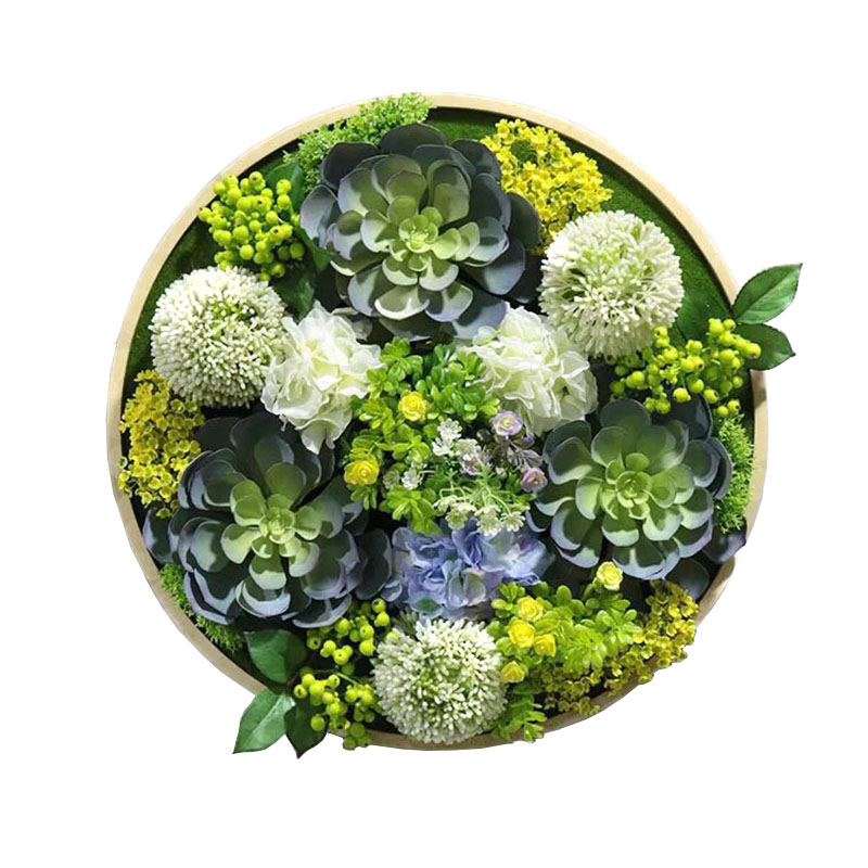 圆形仿物绿意框壁挂花客厅墙壁挂墙植真 创植餐厅墙面墙体装饰植