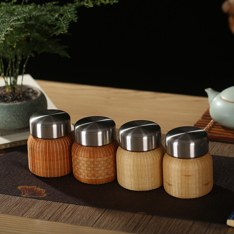 中式手工竹茶竹丝编水分离杯防烫小胖杯水肚杯女冷大杯泡茶杯玻璃