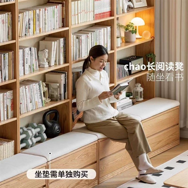 工实直地全厂木满墙书柜卡座落销组合书柜书架一体整墙到顶展示柜