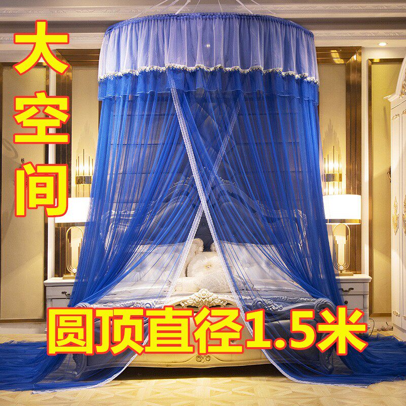 用顶圆形蚊帐1.8m 2.0米双人床欧式加密吸顶公.5m家吊1主风挂帐子