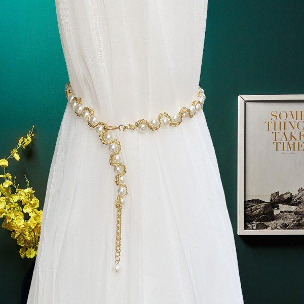 现代轻奢窗帘绑带珍珠金属链捆绑绳子窗帘挂钩样板间软装饰窗帘扣,居家布艺,窗帘绑带,淘宝优惠券,粉丝福利购,淘宝优惠卷