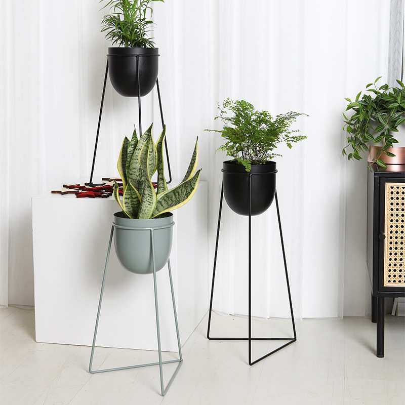 图邦现代简约几何铁艺花架创意落地式室内客厅阳台装饰花盆架