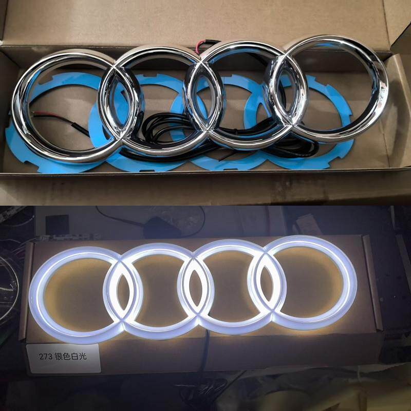 适用奥迪四环标Q3Q5LA5A6A4L 中网标改装LED发光前标奥迪前后车标
