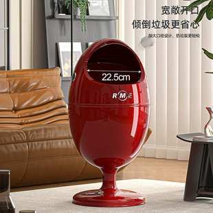 创意造型垃圾桶高颜值家用摆件收纳筒带滑轮可移动高款复古垃圾筒