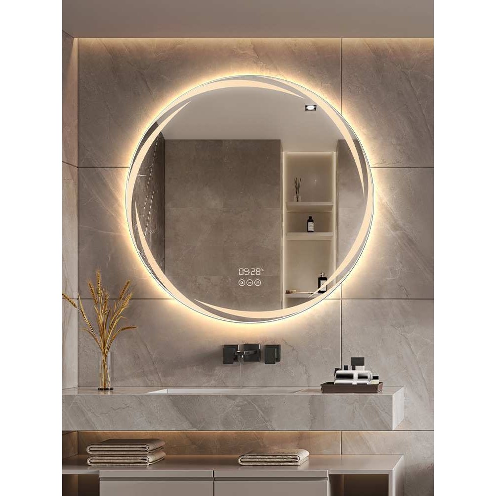 创意圆形浴室镜子卫生间挂墙智能镜子触摸屏洗手间梳妆化妆镜