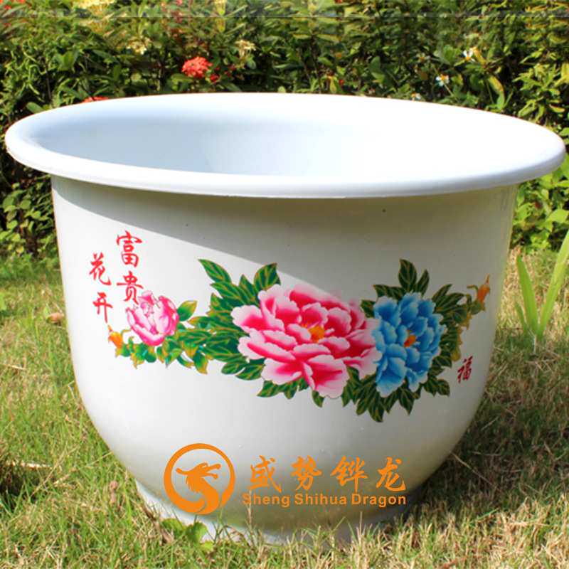 特大圆形优质加厚白色牡丹塑料PP花盆赠托盘包邮花卉绿植盆栽用