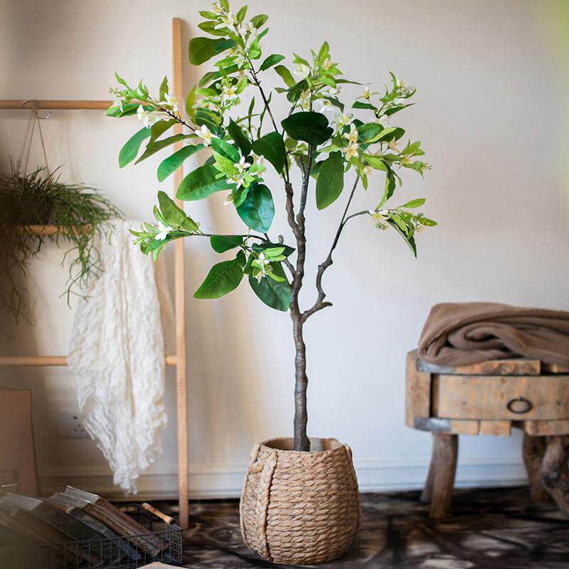 大型柚子花树仿真绿植盆景栀子花假绿植北欧室内落地植物盆栽