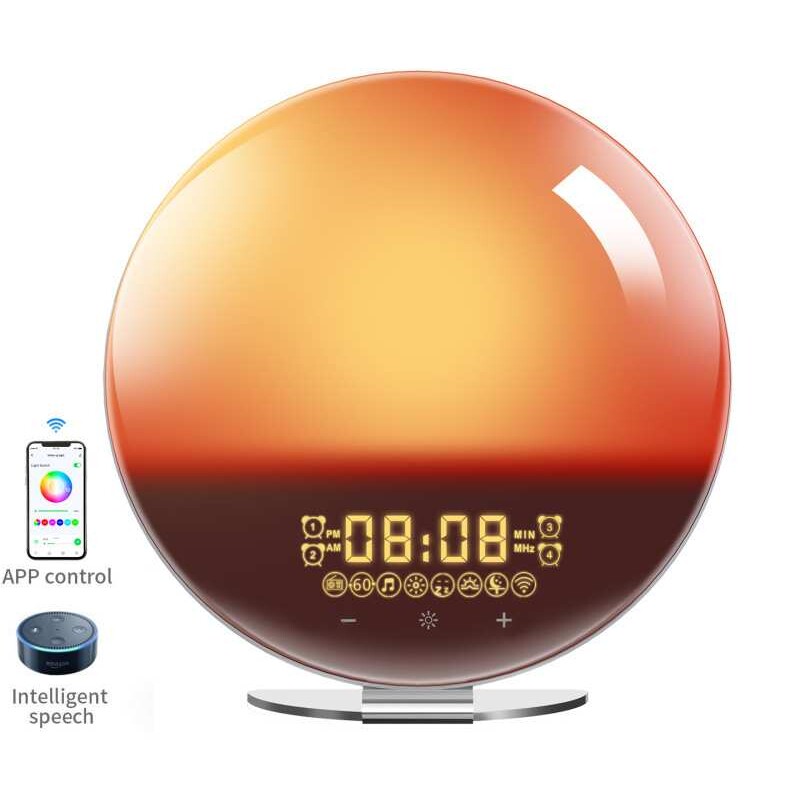 WiFi无线控制智能唤醒时光闹钟多功能拍拍定时起床睡眠七彩小夜灯
