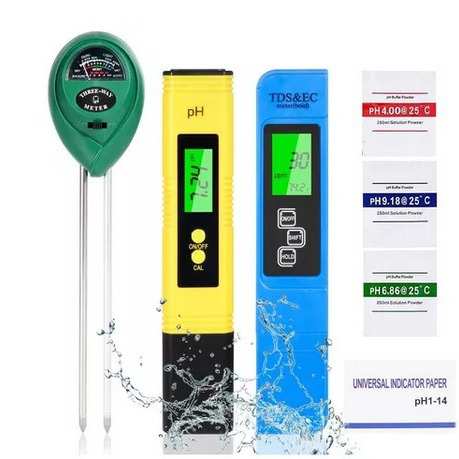 PH计TDSPPM笔土壤 PH测试仪,PH/EC 数字套件温度PH笔测试仪3 件装
