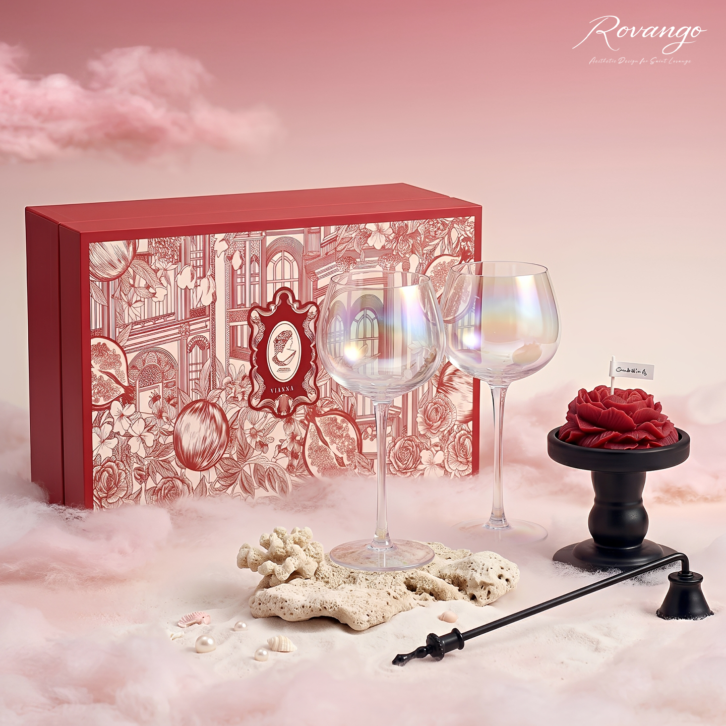 ROVANGO丨琉璃焕彩 炫彩苹果玻璃红酒杯精致葡萄酒杯子带香薰套装