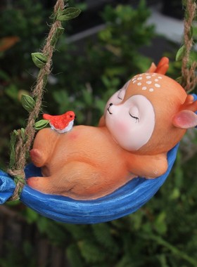 可爱小鹿挂件户外庭院花园林别墅布景观吊件阳台动物装饰摆件礼物