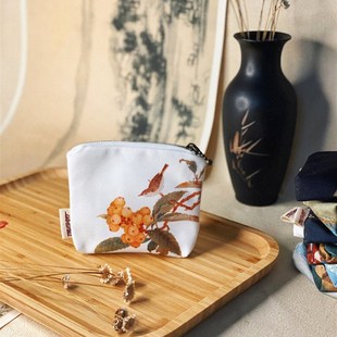 古典国风印花创意零钱包小口袋小布包拉链女孩帆布小钱包青年方形