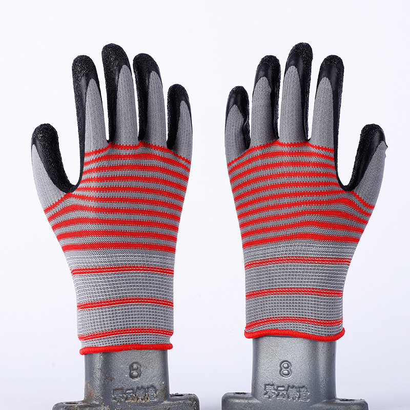 大显身手#389发泡王乳胶皱纹尼龙皱劳保工作手套浸胶耐磨耐用防滑