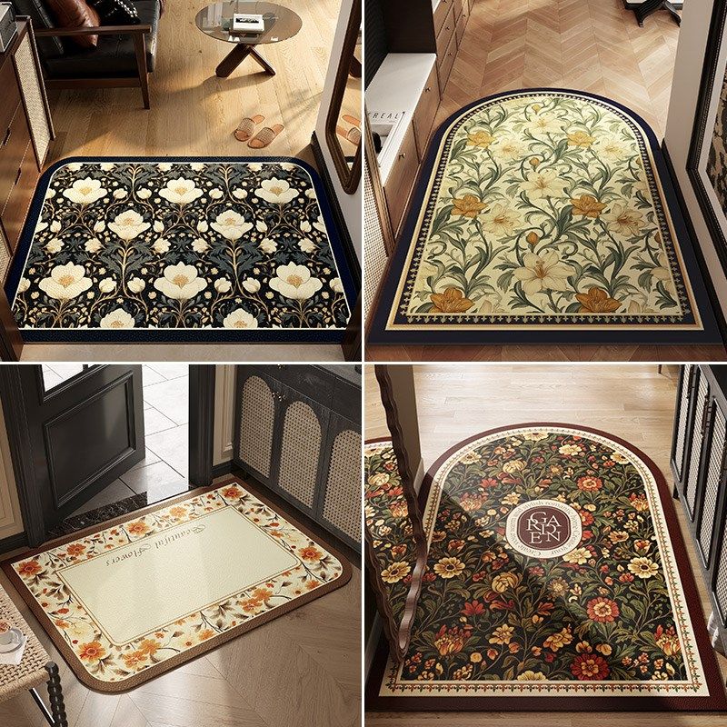 入户门地垫进门门口脚垫半圆形美式复古可擦免洗玄关门垫皮革地毯