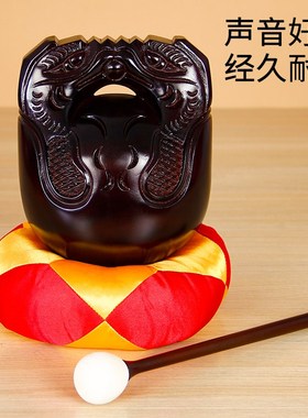 桂柚木专业老式木鱼实木法器一套 家用小摆件 打击乐器梆子