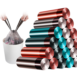 靓涤手提式垃圾袋加厚家用收口穿绳厨房塑料袋中大号