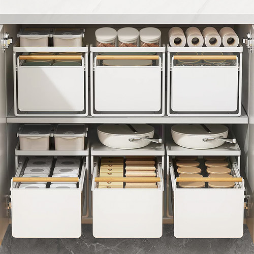 免安装橱柜拉篮厨房双层抽屉式调味料转角碗篮零食柜下水槽置物架