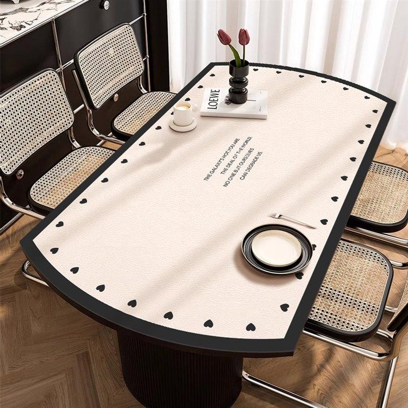 轻奢高级感长椭圆形桌垫折叠新款防水防油免洗皮革餐桌布PVC台布,居家布艺,桌布,淘宝优惠券,粉丝福利购,淘宝优惠卷