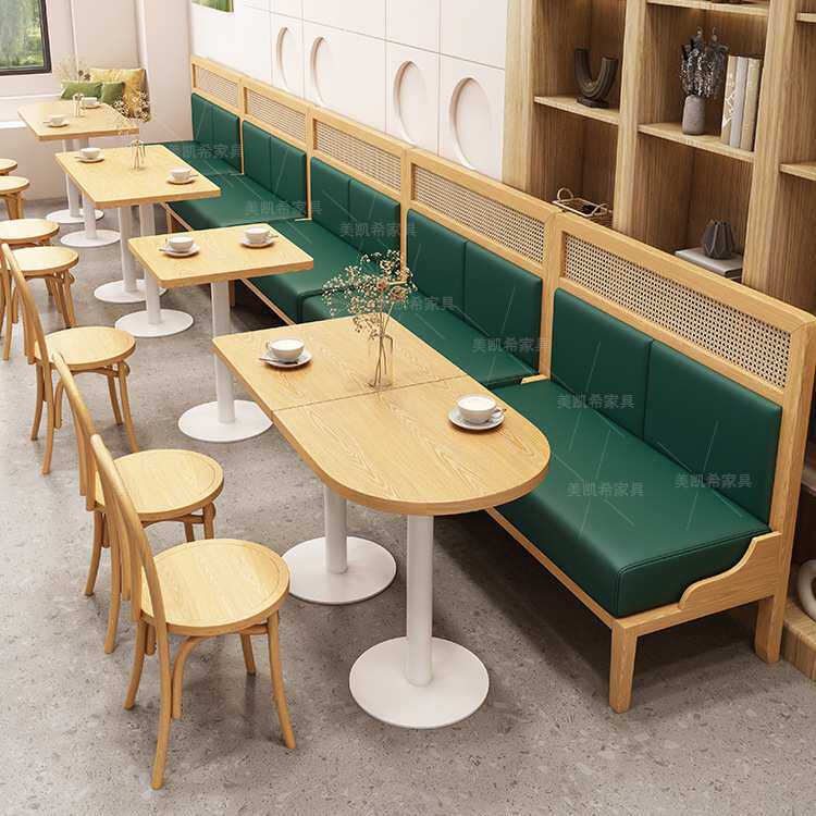 连锁店餐厅卡座 日式料理店实木编藤桌椅茶餐厅饭店商用餐饮家具