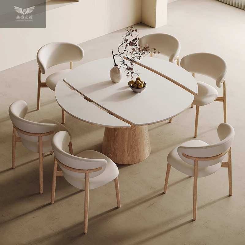 北欧实木岩板餐桌可伸缩折叠家用大小户型饭桌方圆两用餐桌椅组合,3C数码配件,摄像机配件,淘宝优惠券,粉丝福利购,淘宝优惠卷