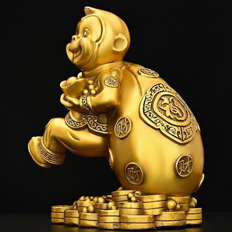 十二生肖金猴摆件纳福猴子吉祥物摆件家用玄关客厅书房桌面工艺品