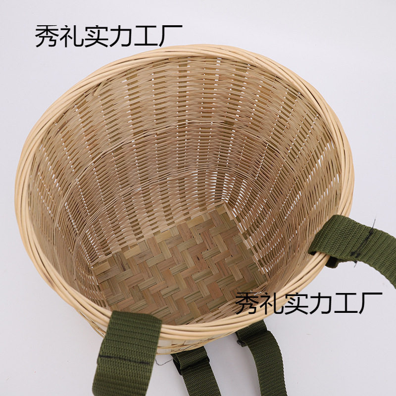 竹编背篓采摘茶叶特大号买菜双肩背箩竹筐收纳篮竹青精编承小号