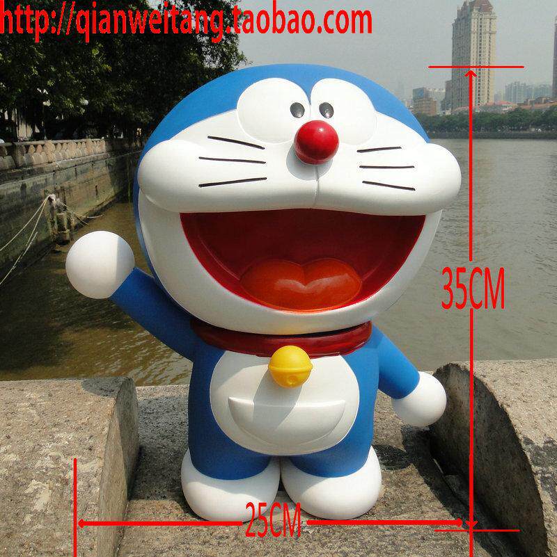 蓝胖猫动漫公仔大号机器猫存钱罐叮当猫唱K模型摆件储蓄罐