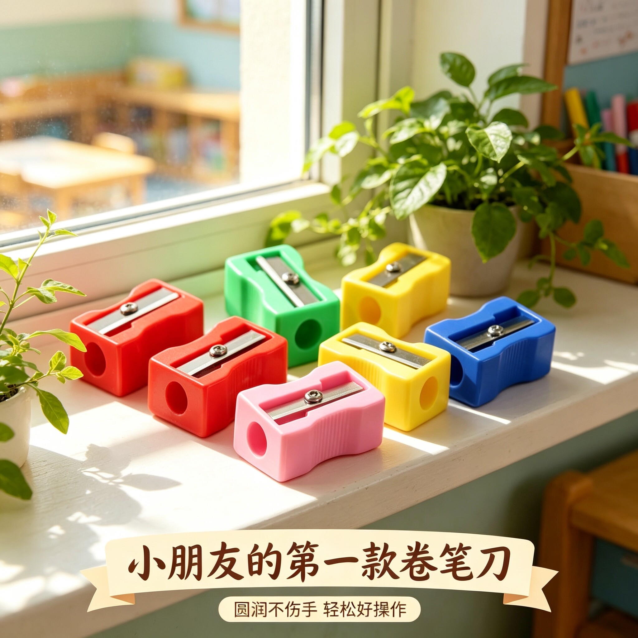 开学季学生迷你彩色塑料卷笔器图片