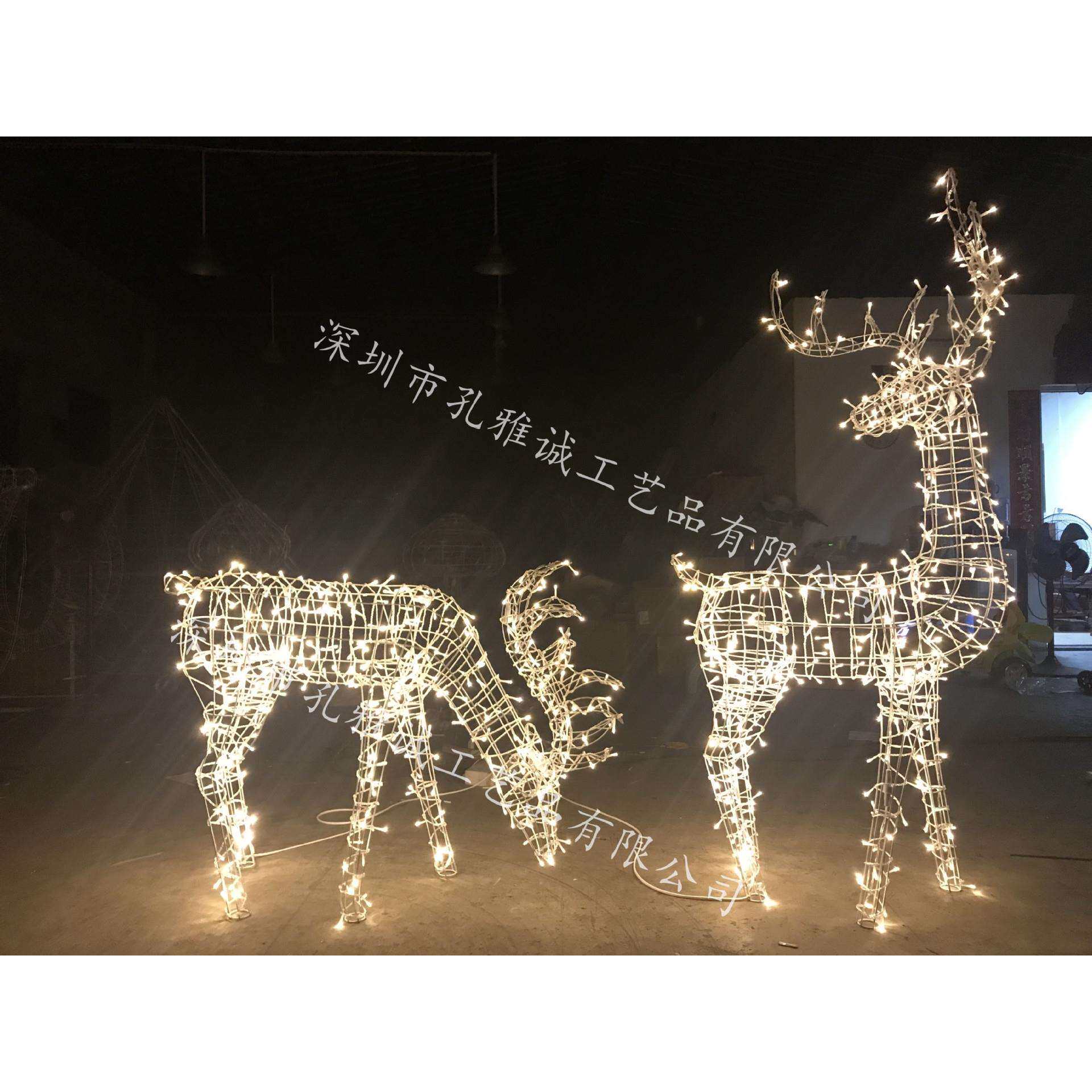铁艺LED圣诞鹿 多角鹿 吃草回头鹿 厂家圣诞铁艺造型 孔雅诚