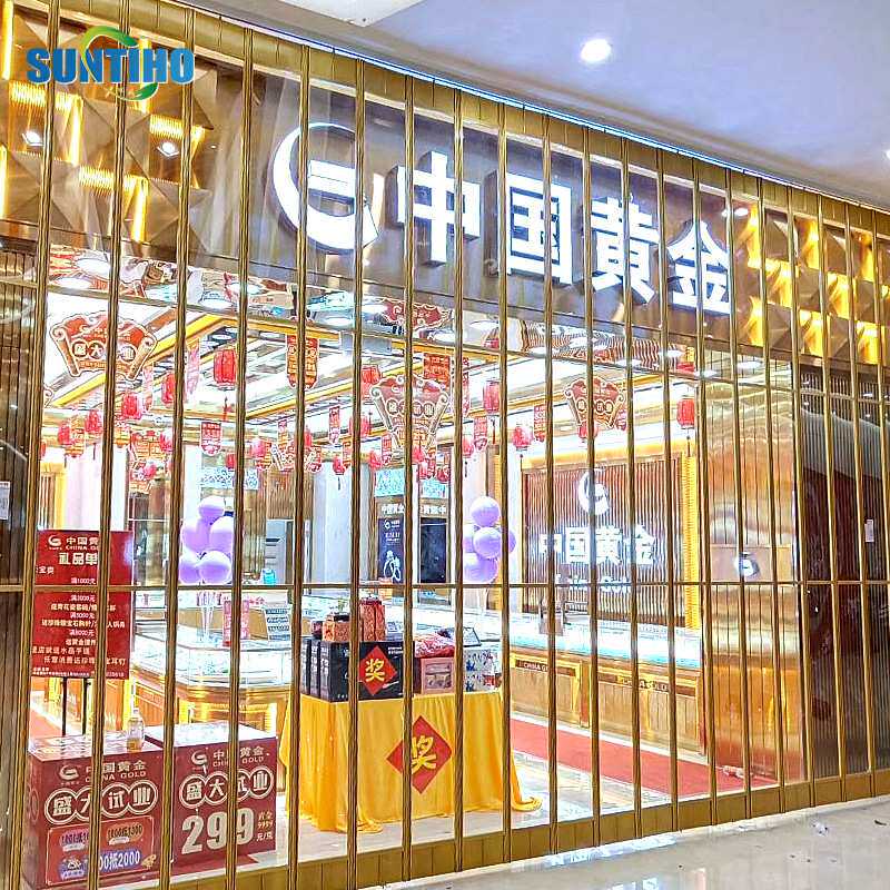 商场室内加厚侧拉门隔断门铝合金带电机推拉门静音水晶折叠门