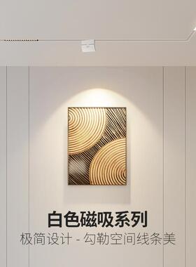 白色磁吸轨道灯嵌入式led射灯48V线条灯客厅简约无主灯家用明装