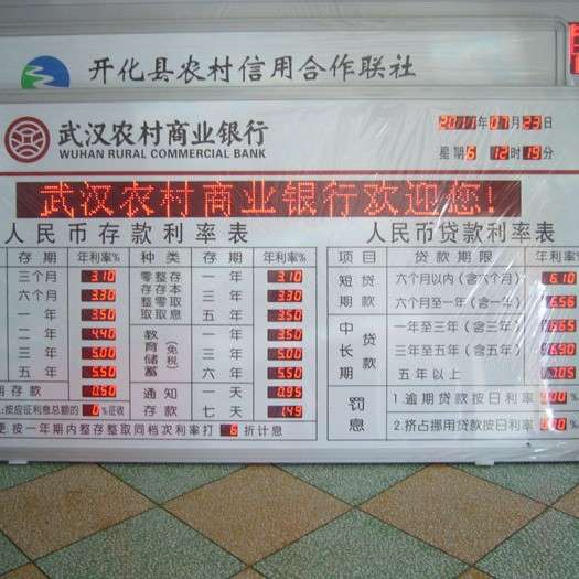 人命币兑换屏存款贷款利率显示屏银行电子屏银行专用