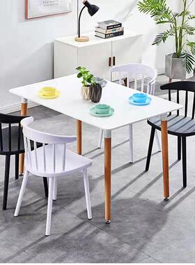 厂家PP注塑胶椅餐厅办公休闲接洽椅家用餐桌实木桌椅套装