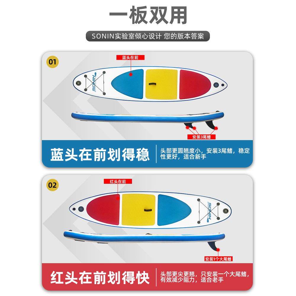SONIN桨板SUP浆板站立式可折叠充气划水板水上滑板竞速冲浪板