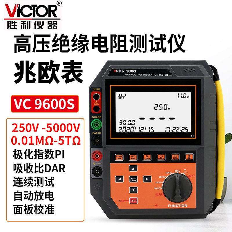 VICTOR胜利仪器VC9600S压绝缘电阻仪 兆欧表 电阻器