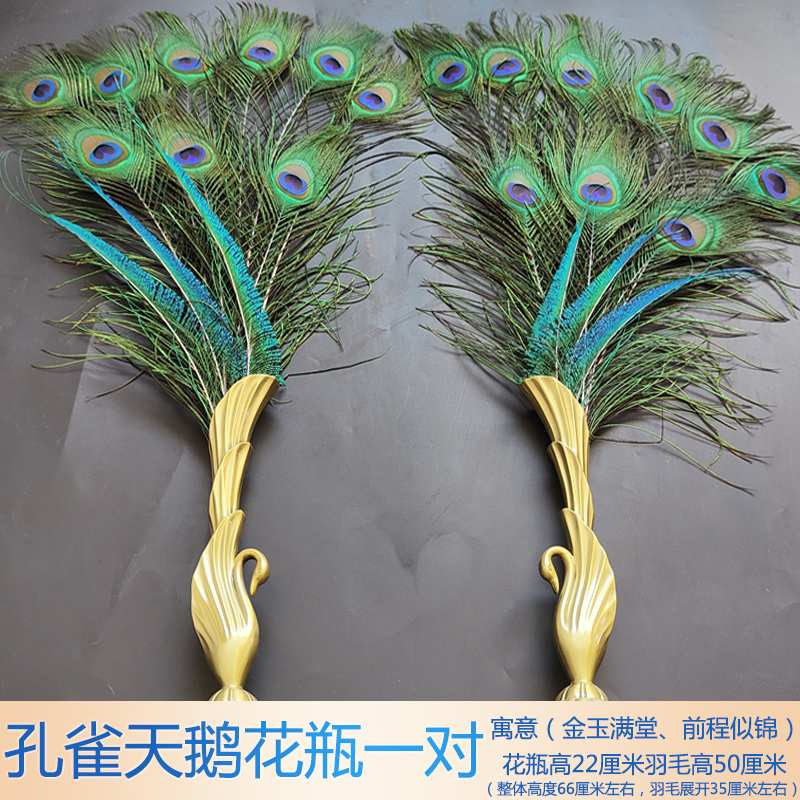 欧式艺术摆件创意家居装饰品客厅电视柜工艺品插干花孔雀羽毛花瓶