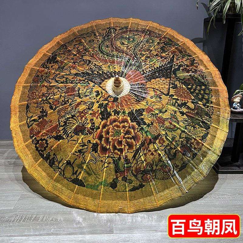 中国风油纸伞手工传统防大雨防晒古风纸伞防雨汉服白鸟朝凤道具伞