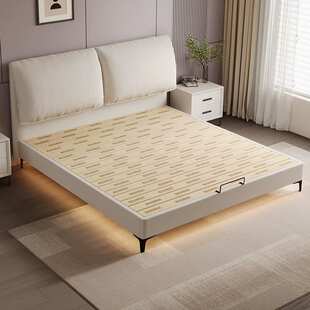 奶油风大象耳朵皮床小户型齐边床榉木排骨架床架无实木床可定制